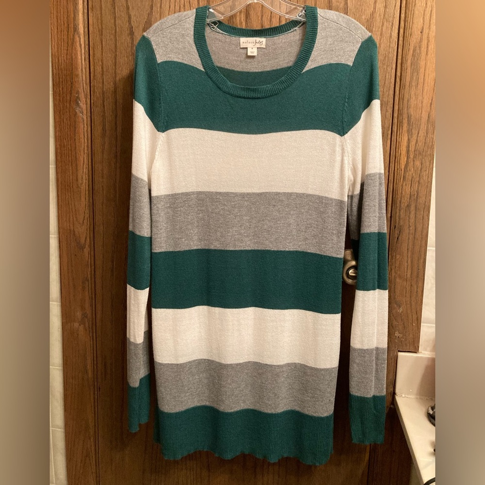 Maison Jules Striped Long Sleeve Tunic Sweater